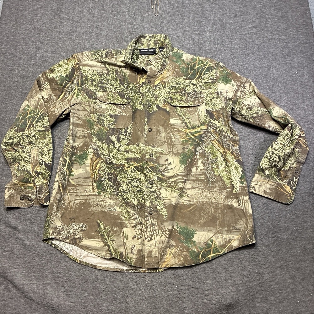 Realtree Shirt‎ Mens XL Max-1 XT Lightweight Canvas Camo Button-down Redhead